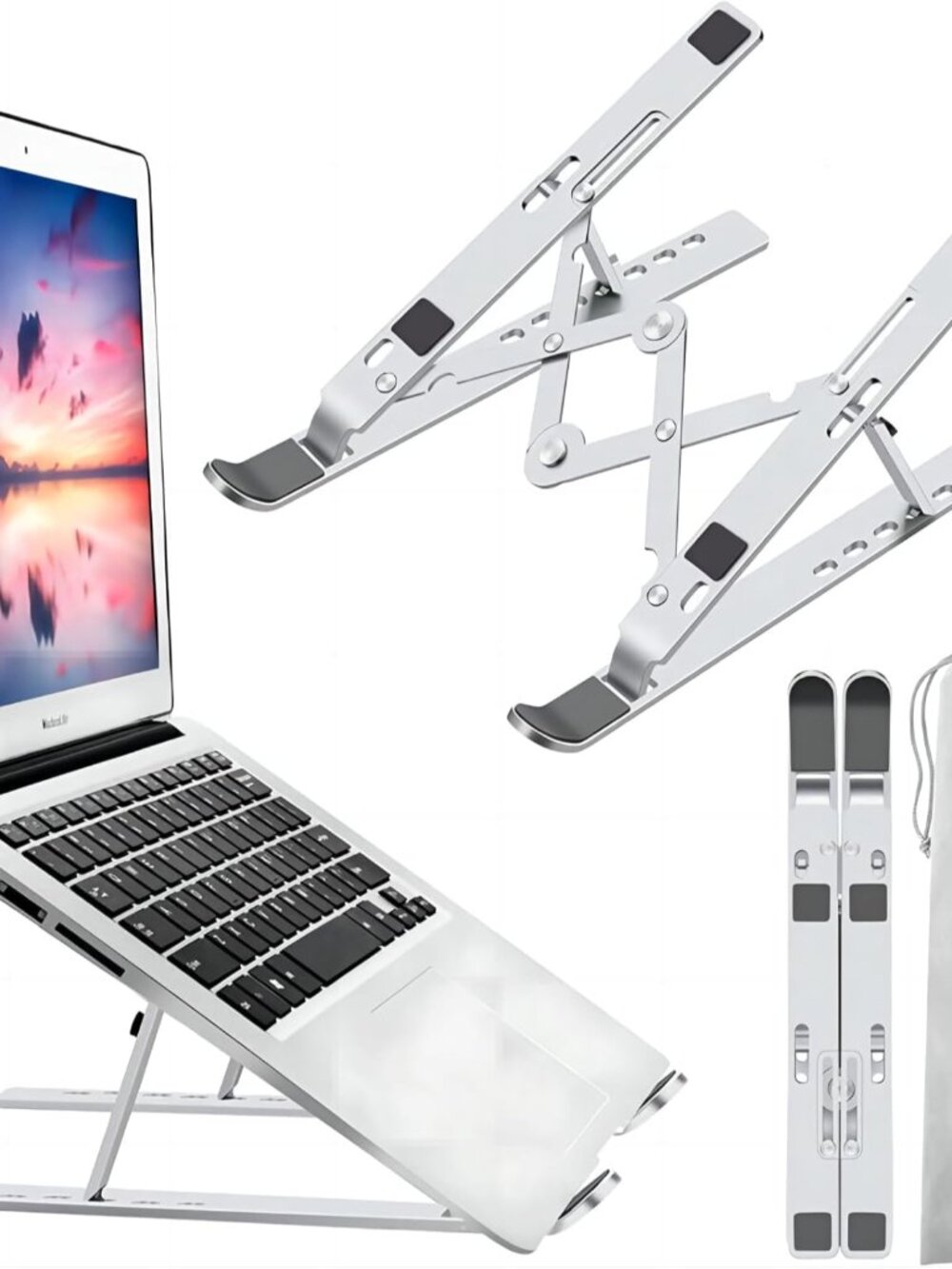 Portable Aluminum Laptop Stand - Adjustable Height For Macbook & More 10-15.6"
